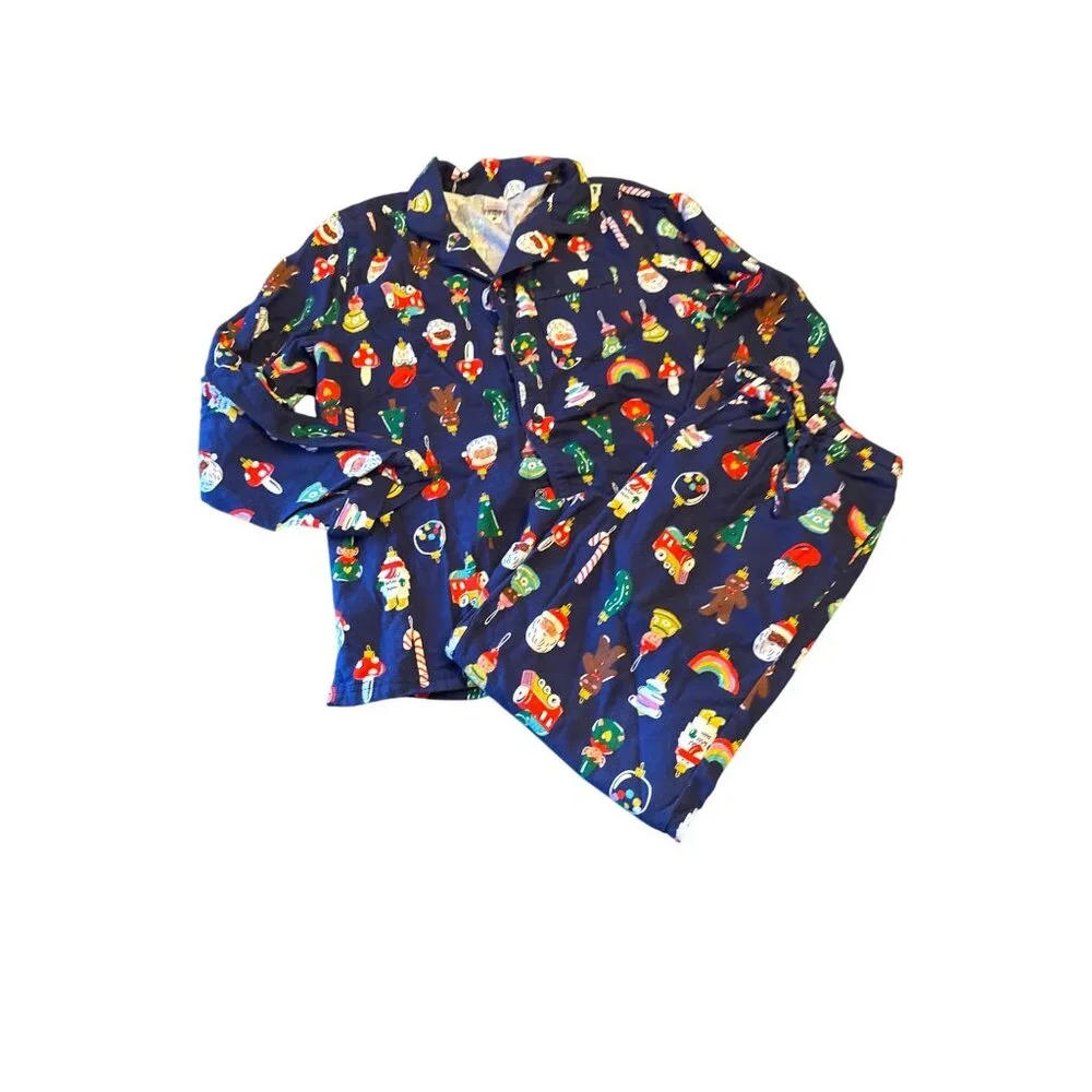 Hanna Andersson Holiday Christmas Print Cotton Adult Pajama Set M - Picture 1 of 5